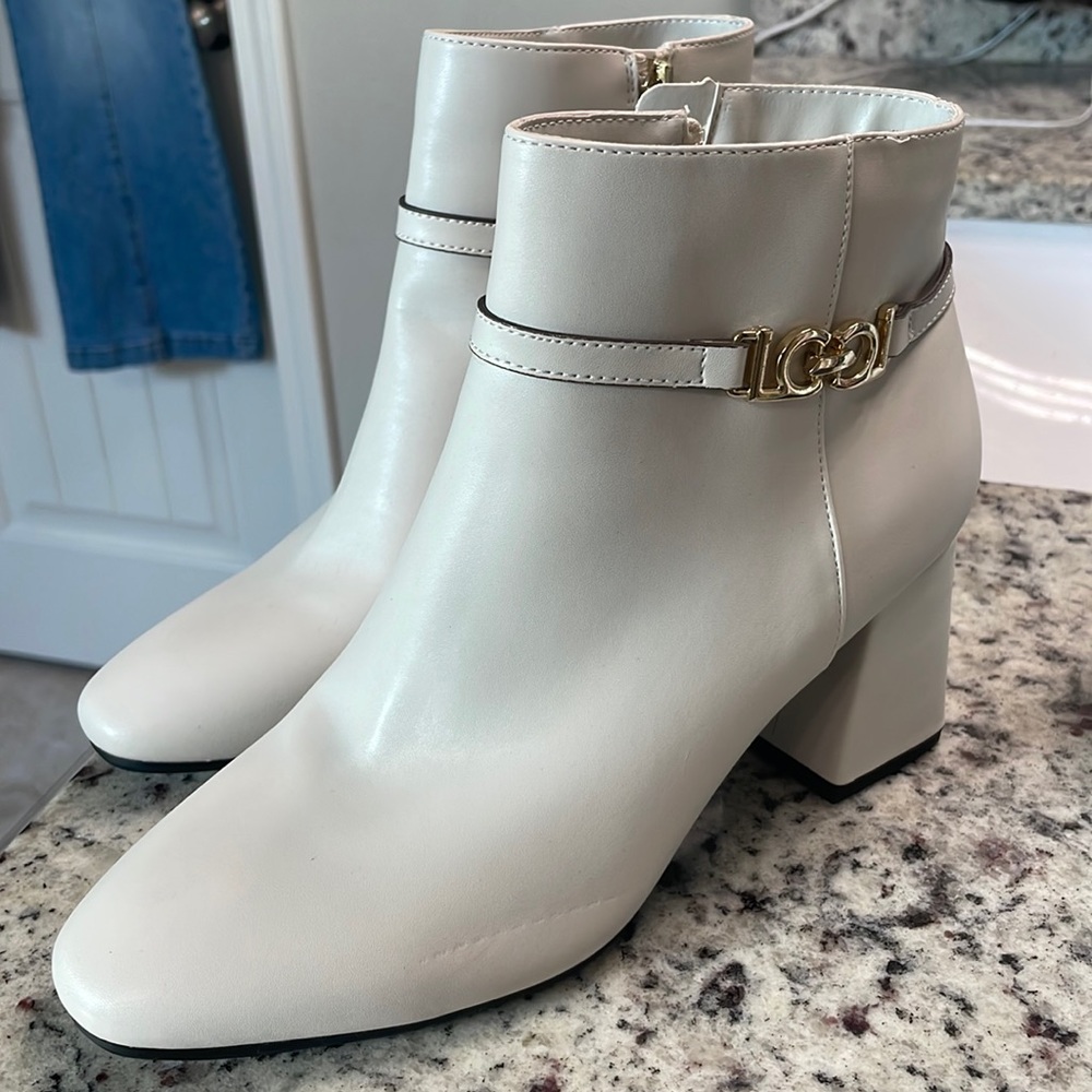 Ivory chunky heel boots